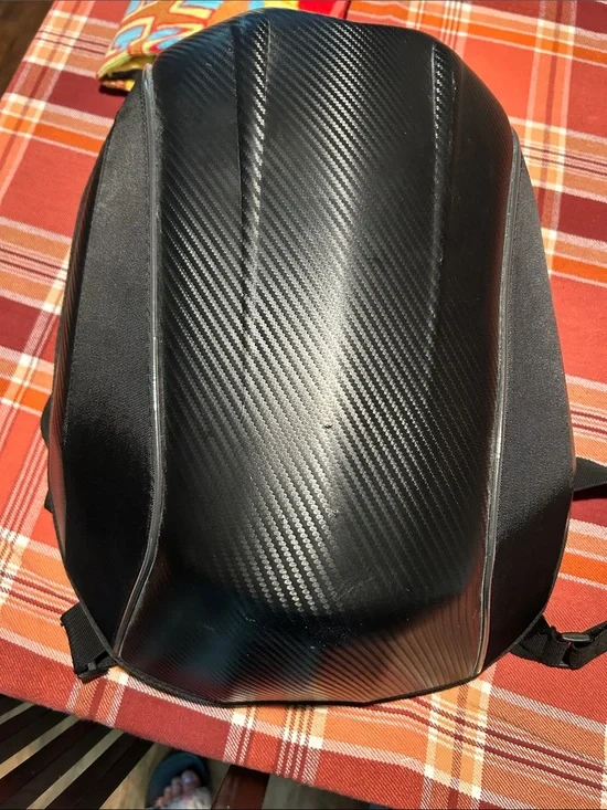 Men's Hard-Shell Black Backpack – Carbon-Finish Exterior