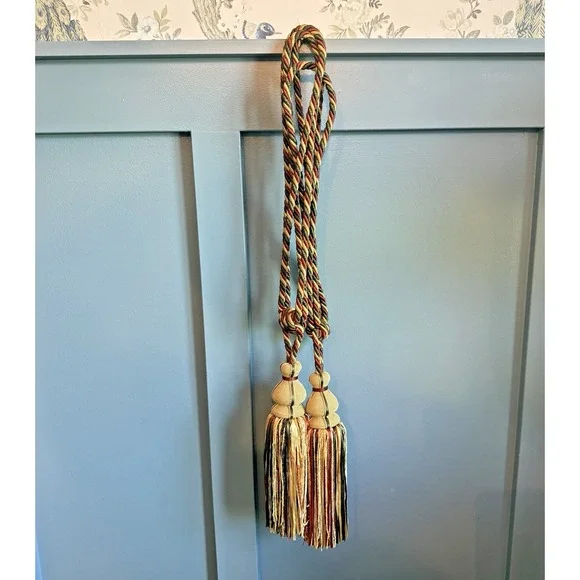 Pair Vintage Double Tassel‎ Curtain Tiebacks 26