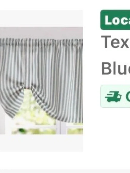 Textured Blue Stripe Café Valance -