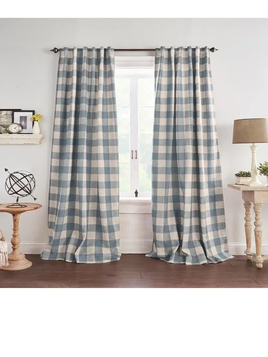Buffalo Check Blackout Curtains- Chambray