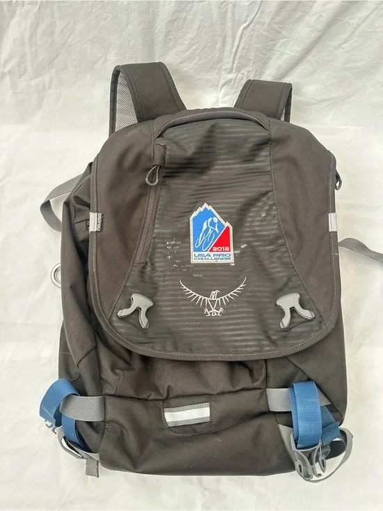 OSPREY Black Backpack with Blue Strap Accents