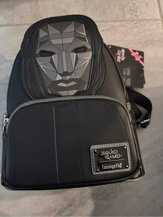 Loungefly Black Squid Game Geometric Mask Mini Backpack
