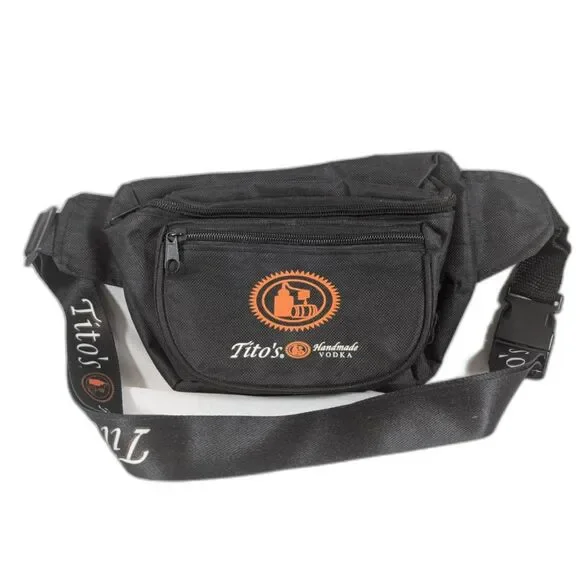 Tito's Handmade Vodka Black Fanny Pack Waist Bag 3 Pocket Adjustable OSFM
