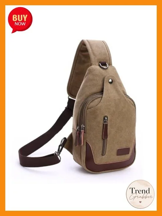 Canvas Sling Bag for Men Crossbody Chest Bag Casual Daypack Backpack Adjustable