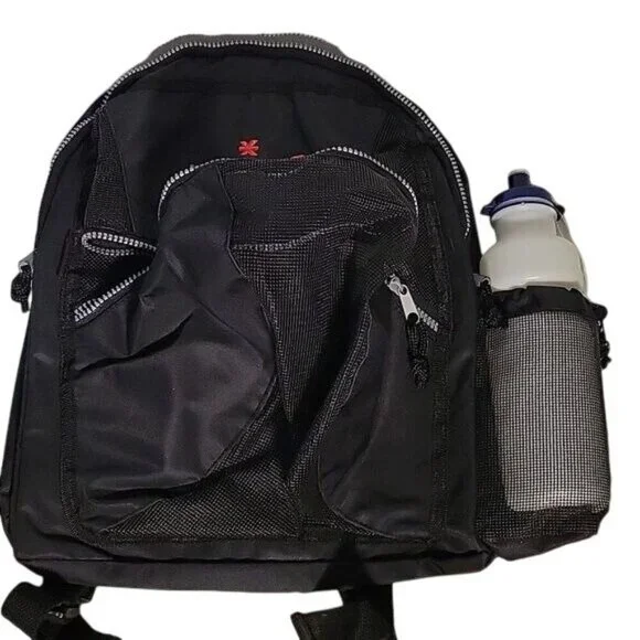K-Cliffs Black Backpack with Water Bottle Mesh Pockets Padded Straps Hiking Bag