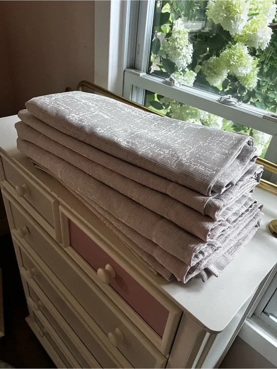 3 pairs (6 panels)  light pink mauve black-out curtains 84”x36” thermal lined