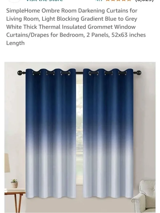 Blue Ombre Room Darkening Curtains - 2 Sets Of 2 Panels