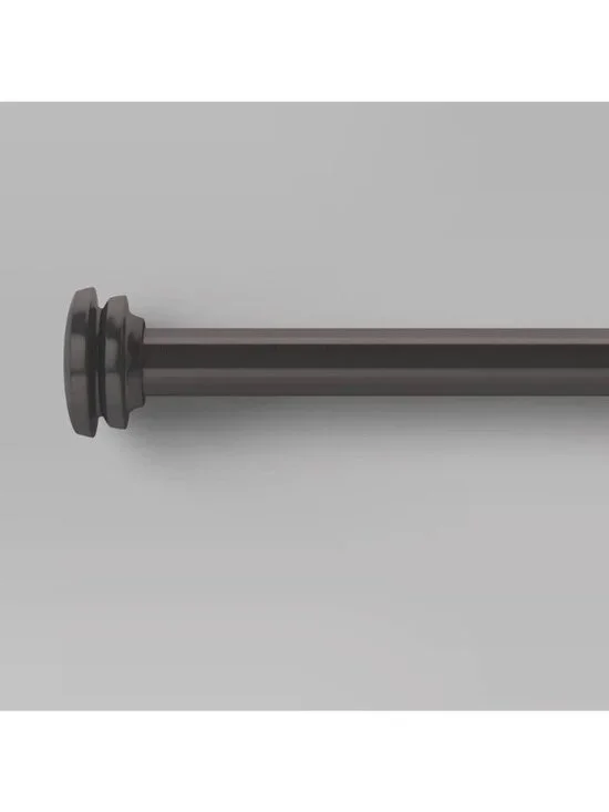 Room Essentials 2 Pack Set Cafe Curtain Rod Black Finish Flat Ends 48