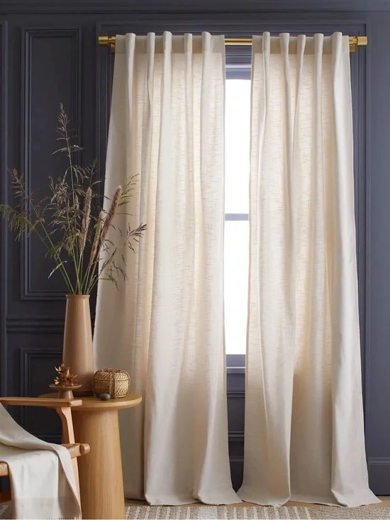 NWOT QUINCE Set Of 2 48x84 Cotton Slub Curtains Natural 0523
