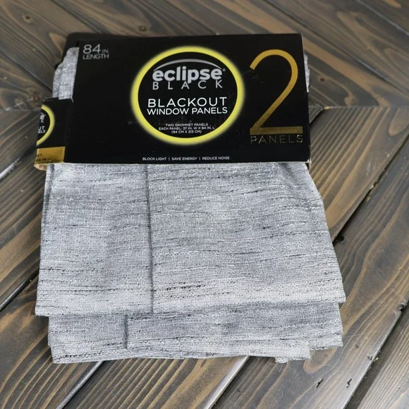 Eclipse Black Blackout Window Panels Curtains 2pk‎ Grommet 37x84 Noise Reducing