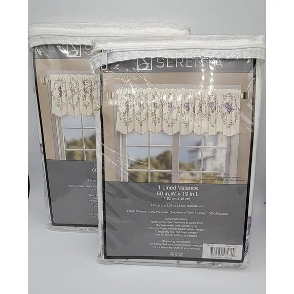 Brand new set of 2 Serenta rose vilot‎ valance