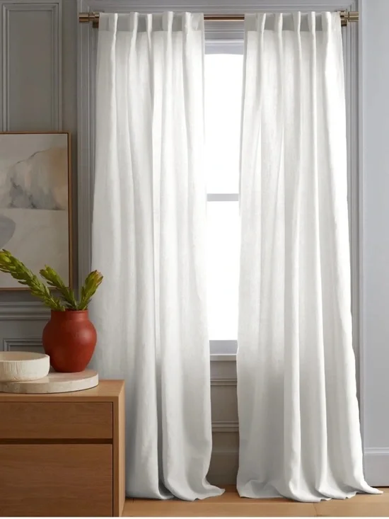 NWT QUINCE Set Of 2 48x84 European Linen Curtains Cream 0500