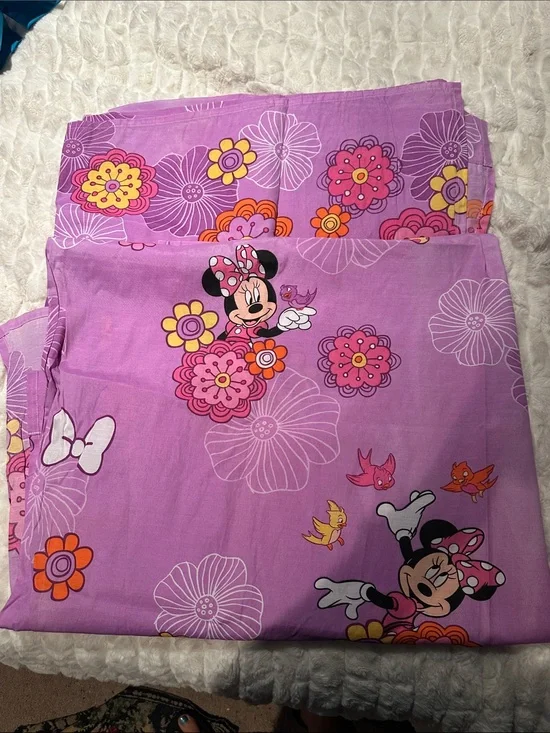 Disney Minnie Mouse Purple Floral Curtain Set with Pink & Yellow Accents