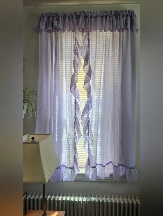 Lavender Ruffle Sheer Window Curtain Panel - Brand