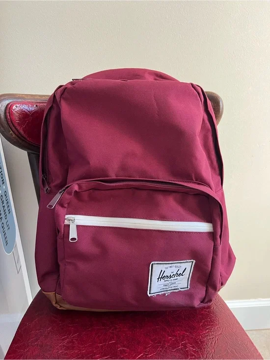 Herschel Supply Company Maroon Backpack with White Zipper Accents