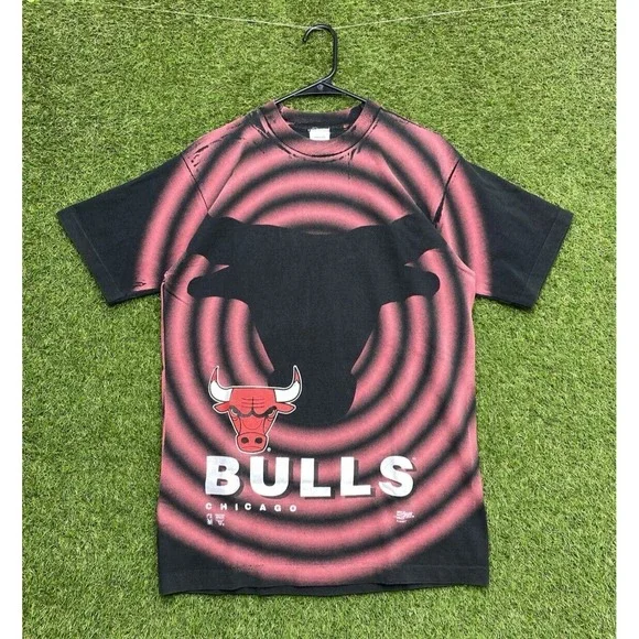 Vintage Chicago Bulls Shirt Mens Medium Salem Sportswear NBA Single Stitch AOP