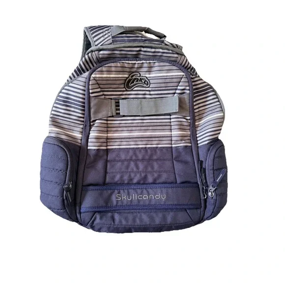 SkullyCandy Ink'd Backpack Skater Bag Retro 2000s Gray Blue‎ Padded