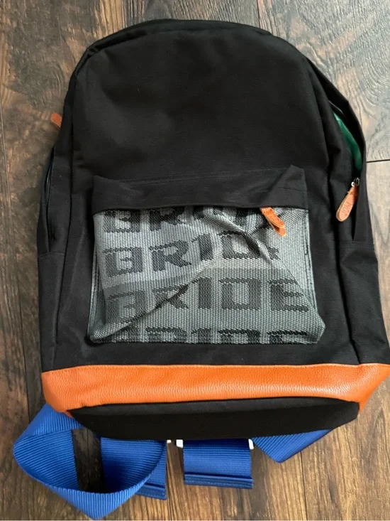 JDM Bride Gradation Racing Seat Cloth Backpack with Blue Harness Straps New