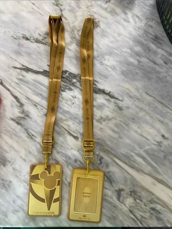 Disney Castaway Club Gold Lanyard with ID Holder