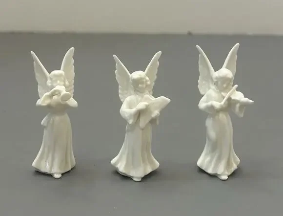 3 Vintage Mini Japan Bone China Christmas Music Playing Angel Figure 2.5” “READ”