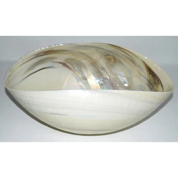 MURANO Venezia beige opalescence glass decorative bowl made in Italy 12.5 x 6.5
