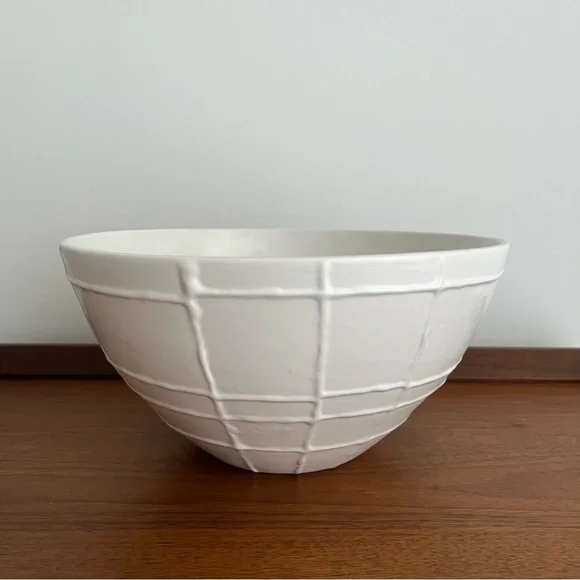 Handmade Large White Ceramic Bowl from Thailand Matte Minimalist Decorative