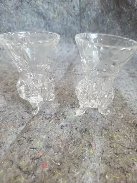 2 Vintage Golden Crown Western Germany Cut Glass 4.5