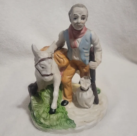 Vintage Old Man and Donkey Figurine