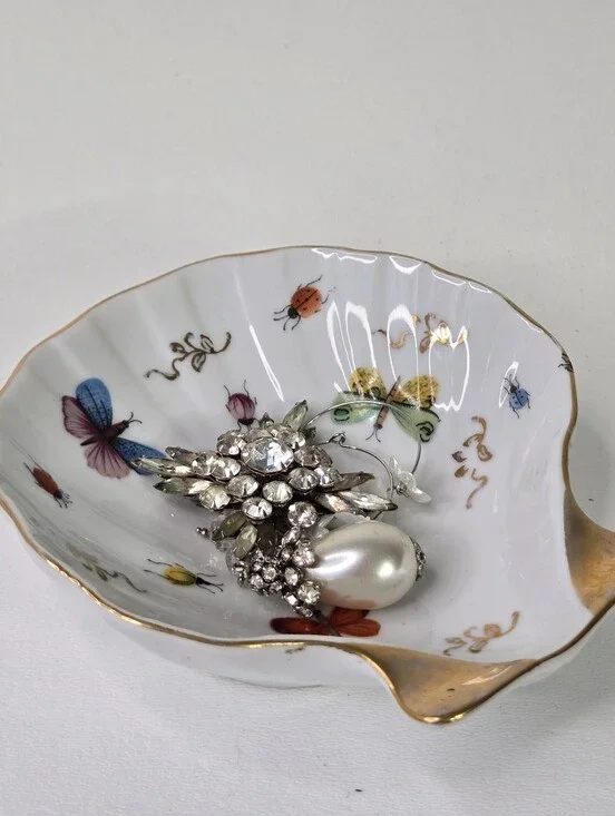 VTG Ardalt Porcelain Gold Trim Insects Bugs Japan Hand Painted Trinket‎ Dish