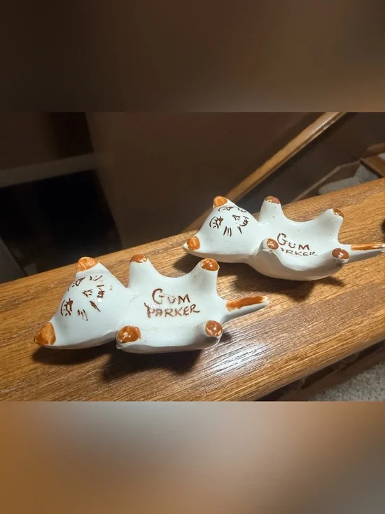 Vintage Cat Gum Parkers, miniature bull dog and lamb MCM