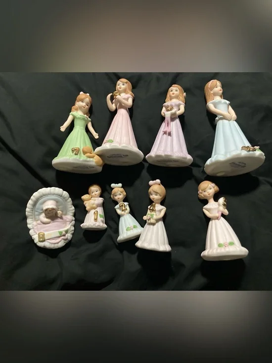 Vintage 1980 Enesco “Growing Up Birthday Girls” Porcelain Figurines 9 total