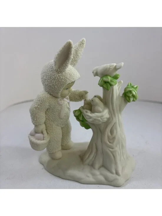 Department 56 Easter Snowbunnies w Birds in a Tree #26277 5” Figurine 1996