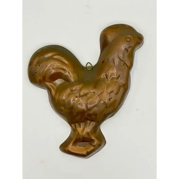 Vintage Copper Rooster Mold Wall Decor 1970s Country Farmhouse Cottagecore
