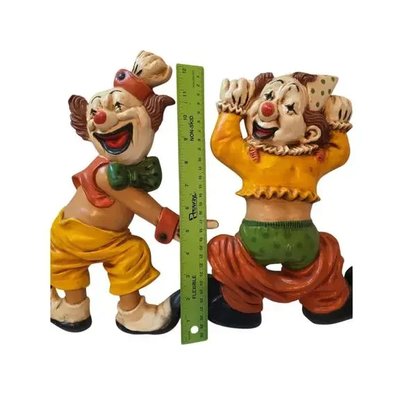 Set Of 2 Vintage Homco Clowns 70s Hanging Wall Plaques Decor Laughing