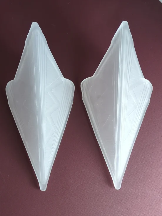 ANTIQUE Art Deco French Frosted Glass Slip Shades Set of Two