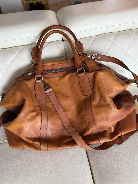 Brooks Brothers Cognac Leather weekend Duffel Bag