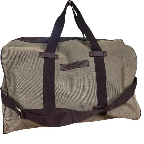 Tommy Bahama Lightweight Travel Weekender Duffle Bag Crossbody Strap Beige