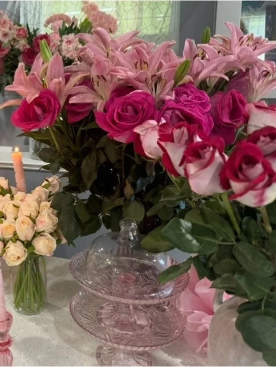 Bulk Assortment of Pink and White Realistic Floral Arrangement