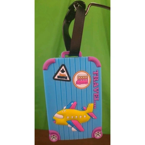 New Blue & Yellow Airplane Suitcase PVC Travel Baggage Backpack Suitcase Luggage
