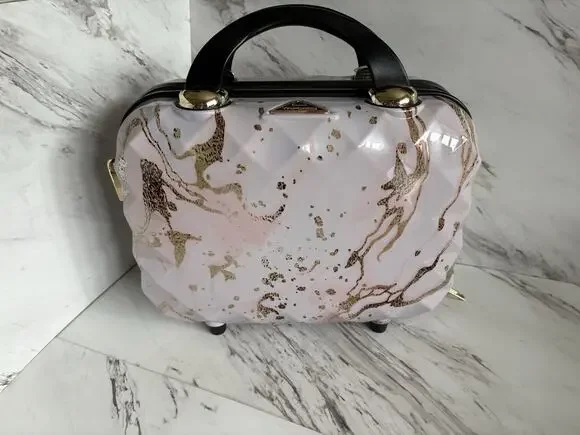 Triforce Hard Shell Beauty Case — Rosegold Marble, (9.4 x 12 x 6.3) Travel — NWT