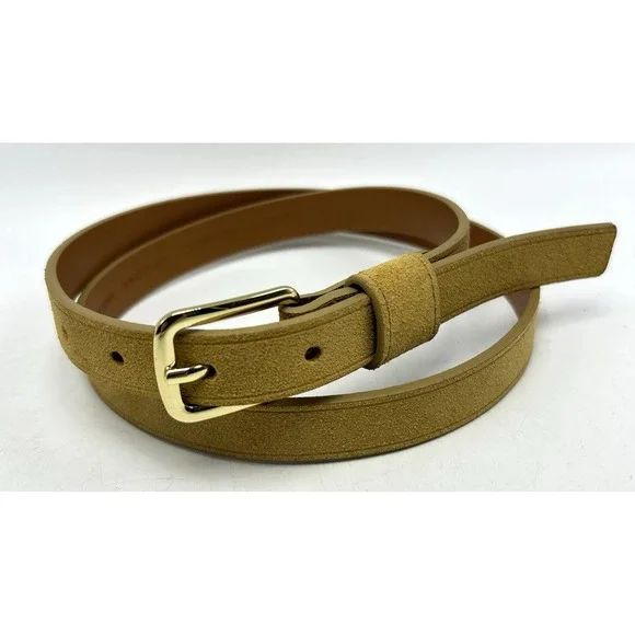 Banana Republic Belt Women Medium Skinny Suede Cow Leather Beige Capsule Minimal