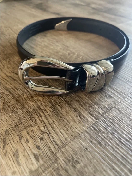 Madewell Triple Metal Keeper Belt Black with Silver Hardware 36inch Length