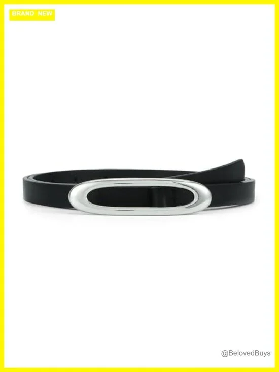 Slim Faux Leather Belt for Jeans Dresses with Silver Buckle