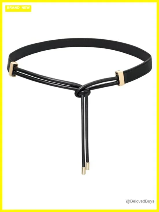 Women's PU Leather Knotted Thin Skinny Belt for Dresses Adjustable
