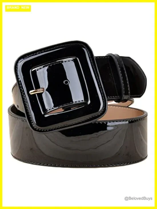 GALPADA Women's Vintage Square Buckle Wide Faux Leather Belt - Adjustable Waist