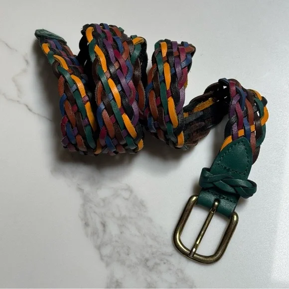 Capezia // multi leather braided belt size medium asc1