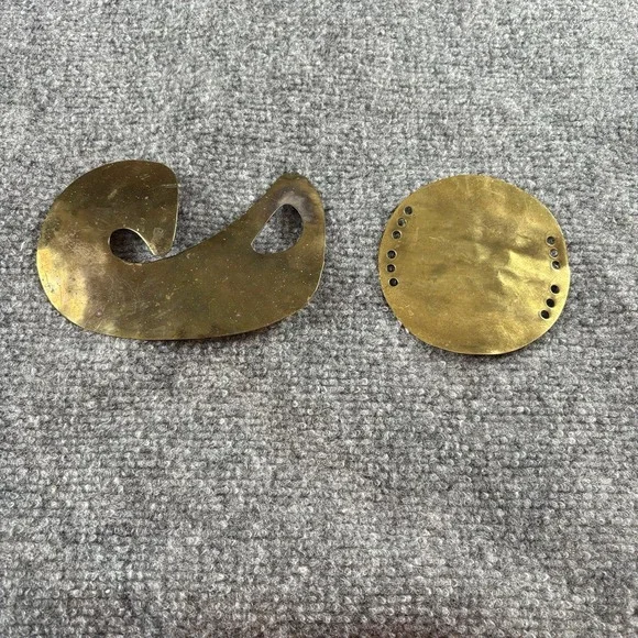 VTG 70s Brass Belt Buckle Round Disk Lot Jewelry Findings Craft Supply Metalwork