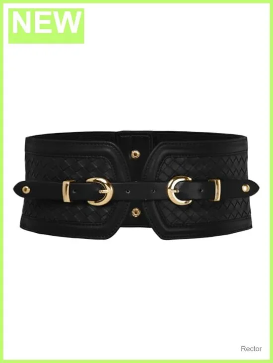 Wide Corset Belt Elastic Stretchy Waspie Waist Belt Faux Leather