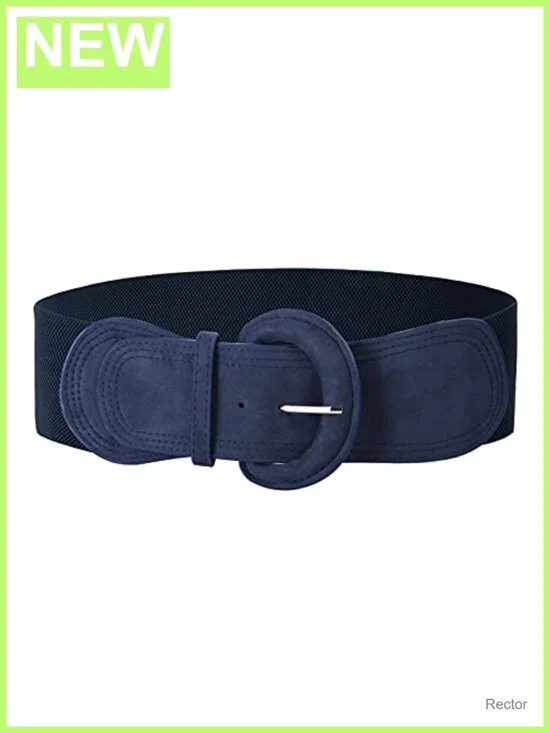 Women's Wide Elastic Suede Belt with Buckle - High Stretch, Hourglass Waist,