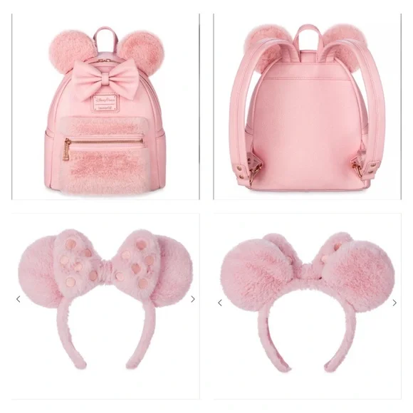 Loungefly Disney Parks Minnie Mouse Piglet Pink Mini Backpack & Ears